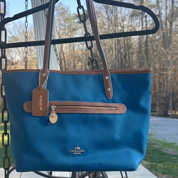 Coach Handbags - Coach Blue and Brown Tote Bag